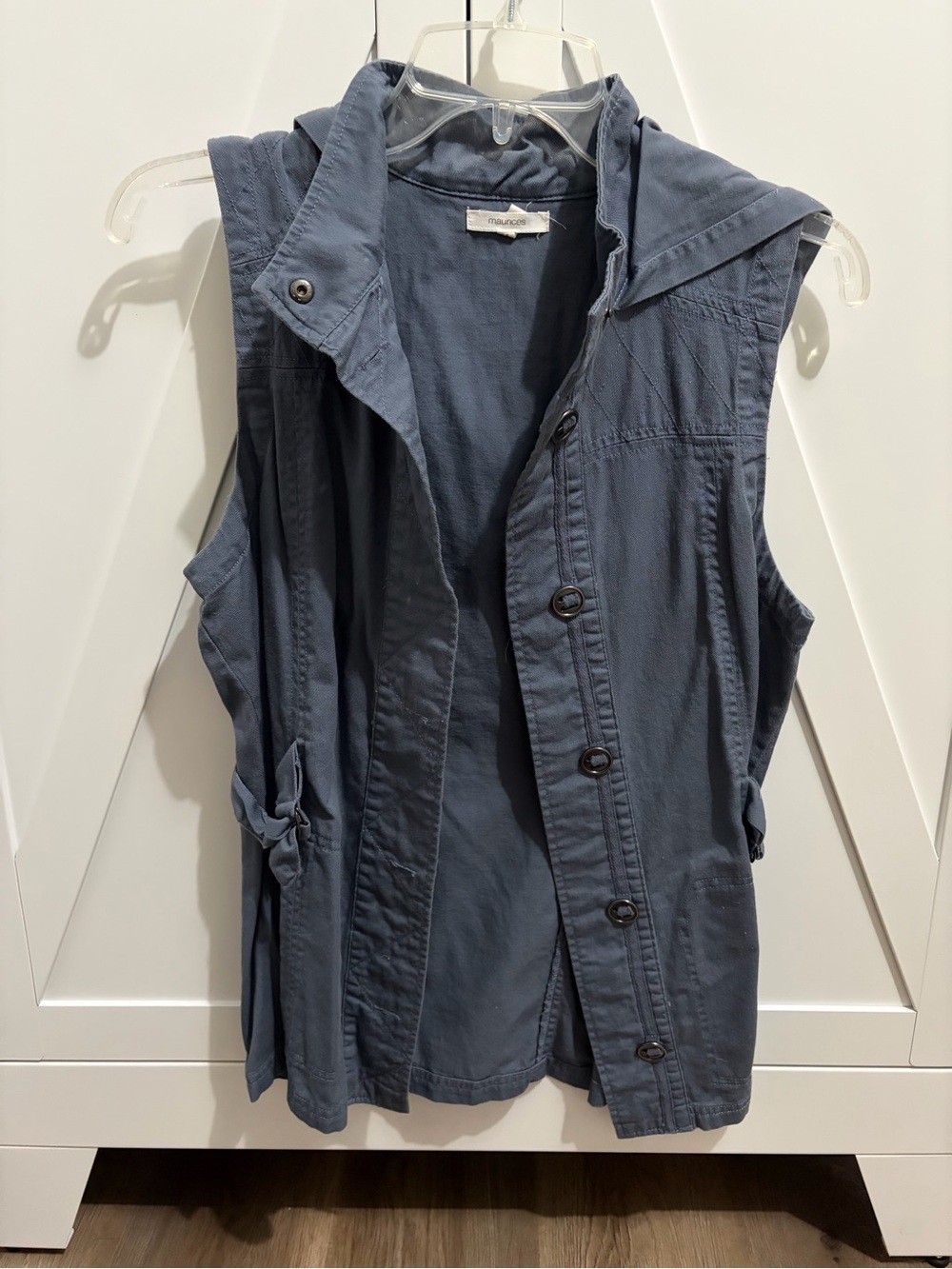 Maurices Slate-Blue Sleeveless Hooded Utility Vest